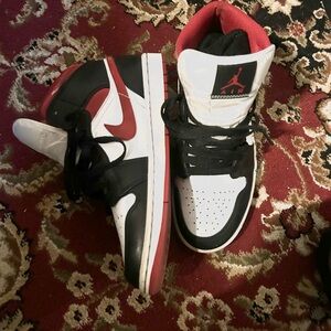 Jordan 1 Mid Gym red black and white